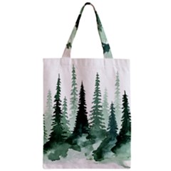 Tree Watercolor Painting Pine Forest Zipper Classic Tote Bag