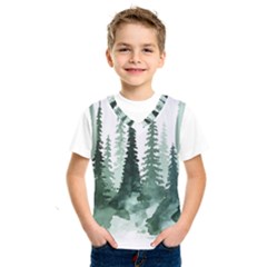 Tree Watercolor Painting Pine Forest Kids  Basketball Tank Top