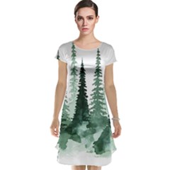Tree Watercolor Painting Pine Forest Cap Sleeve Nightdress