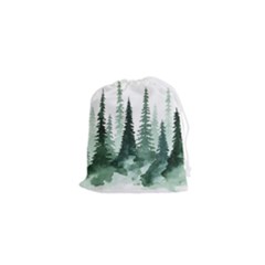 Tree Watercolor Painting Pine Forest Drawstring Pouch (XS)