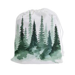 Tree Watercolor Painting Pine Forest Drawstring Pouch (2XL)