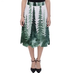 Tree Watercolor Painting Pine Forest Classic Midi Skirt