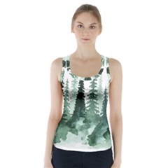Tree Watercolor Painting Pine Forest Racer Back Sports Top by Hannah976