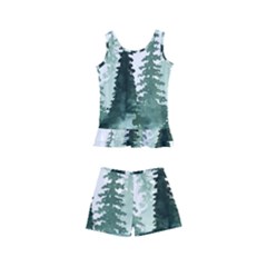 Tree Watercolor Painting Pine Forest Kids  Boyleg Swimsuit by Hannah976