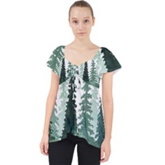 Tree Watercolor Painting Pine Forest Lace Front Dolly Top