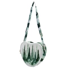Tree Watercolor Painting Pine Forest Heart Shoulder Bag