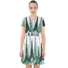 Tree Watercolor Painting Pine Forest Adorable in Chiffon Dress