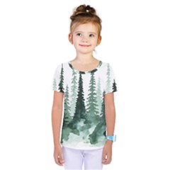 Tree Watercolor Painting Pine Forest Kids  One Piece T-Shirt