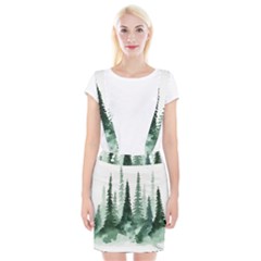 Tree Watercolor Painting Pine Forest Braces Suspender Skirt