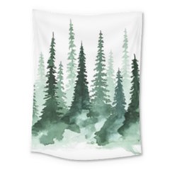 Tree Watercolor Painting Pine Forest Medium Tapestry