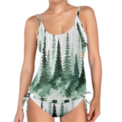 Tree Watercolor Painting Pine Forest Tankini Set by Hannah976