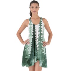 Tree Watercolor Painting Pine Forest Show Some Back Chiffon Dress