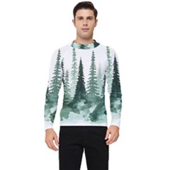 Tree Watercolor Painting Pine Forest Men s Long Sleeve Rash Guard