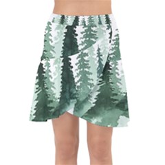 Tree Watercolor Painting Pine Forest Wrap Front Skirt