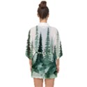 Tree Watercolor Painting Pine Forest Half Sleeve Chiffon Kimono View2