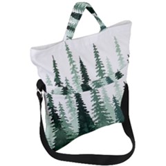 Tree Watercolor Painting Pine Forest Fold Over Handle Tote Bag