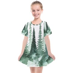 Tree Watercolor Painting Pine Forest Kids  Smock Dress