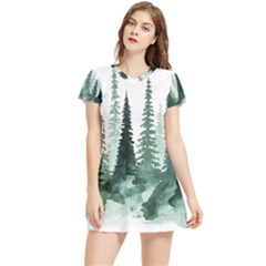 Tree Watercolor Painting Pine Forest Women s Sports Skirt