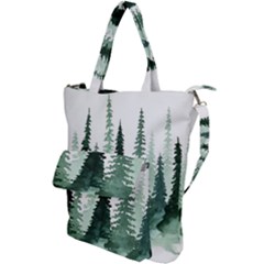 Tree Watercolor Painting Pine Forest Shoulder Tote Bag