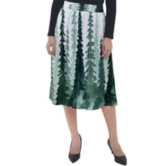 Tree Watercolor Painting Pine Forest Classic Velour Midi Skirt 