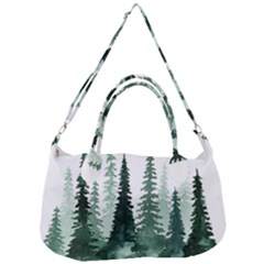 Tree Watercolor Painting Pine Forest Removable Strap Handbag