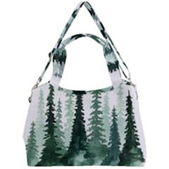 Tree Watercolor Painting Pine Forest Double Compartment Shoulder Bag