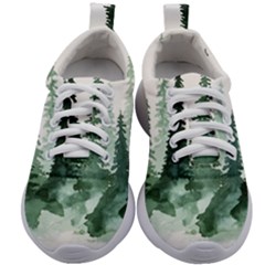 Tree Watercolor Painting Pine Forest Kids Athletic Shoes