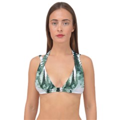 Tree Watercolor Painting Pine Forest Double Strap Halter Bikini Top