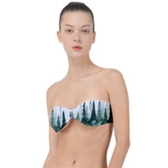 Tree Watercolor Painting Pine Forest Classic Bandeau Bikini Top 