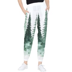 Tree Watercolor Painting Pine Forest Women s Tapered Pants