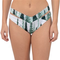 Tree Watercolor Painting Pine Forest Double Strap Halter Bikini Bottoms