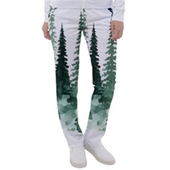 Tree Watercolor Painting Pine Forest Women s Casual Pants