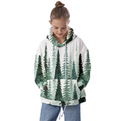 Tree Watercolor Painting Pine Forest Kids  Oversized Hoodie