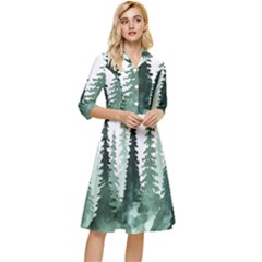 Tree Watercolor Painting Pine Forest Classy Knee Length Dress