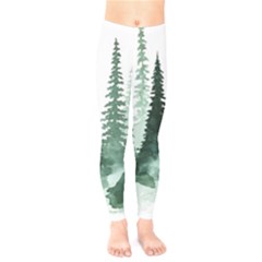 Tree Watercolor Painting Pine Forest Kids  Classic Winter Leggings