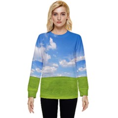Green Hill On Blue Sky Hidden Pocket Sweatshirt