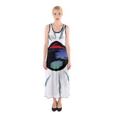 Alien Unidentified Flying Object Ufo Sleeveless Maxi Dress by Sarkoni