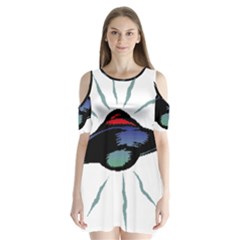 Alien Unidentified Flying Object Ufo Shoulder Cutout Velvet One Piece