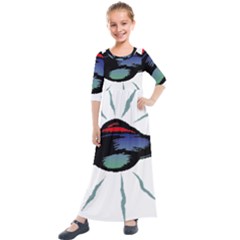 Alien Unidentified Flying Object Ufo Kids  Quarter Sleeve Maxi Dress