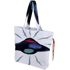 Alien Unidentified Flying Object Ufo Drawstring Tote Bag by Sarkoni