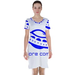 Unidentified Flying Object Ufo Alien We Are Coming Short Sleeve Nightdress