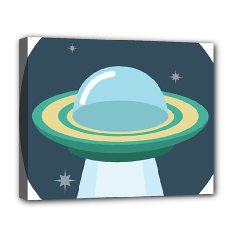 Illustration Ufo Alien  Unidentified Flying Object Deluxe Canvas 20  X 16  (stretched)