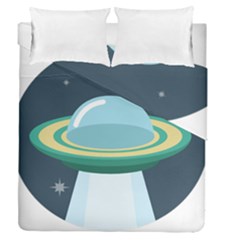 Illustration Ufo Alien  Unidentified Flying Object Duvet Cover Double Side (queen Size)