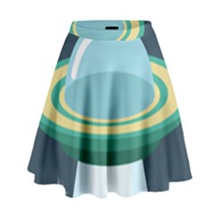 Illustration Ufo Alien  Unidentified Flying Object High Waist Skirt