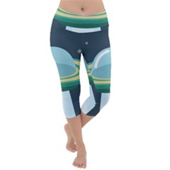 Illustration Ufo Alien  Unidentified Flying Object Lightweight Velour Capri Yoga Leggings by Sarkoni