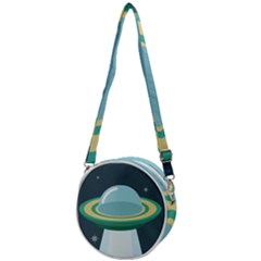 Illustration Ufo Alien  Unidentified Flying Object Crossbody Circle Bag by Sarkoni