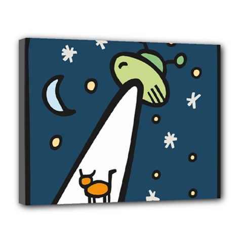 Ufo Alien Unidentified Flying Object Canvas 14  X 11  (stretched)