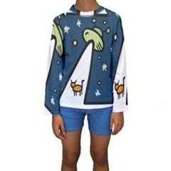 Ufo Alien Unidentified Flying Object Kids  Long Sleeve Swimwear