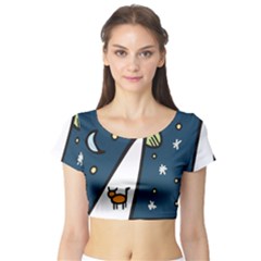 Ufo Alien Unidentified Flying Object Short Sleeve Crop Top