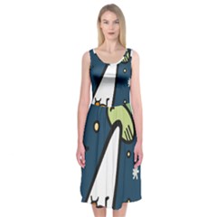 Ufo Alien Unidentified Flying Object Midi Sleeveless Dress